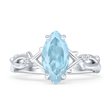 Marquise Split Shank Infinity Twisted Ring Aquamarine CZ 925 Sterling Silver Wholesale